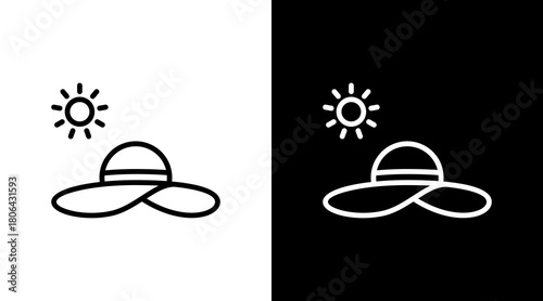Sun Hat  White Icon Set Design