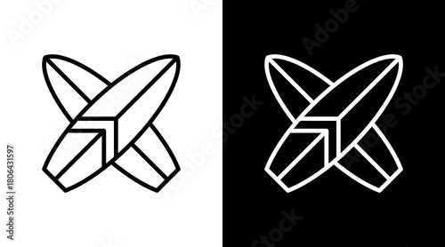 Surfboard  White Icon Set Design