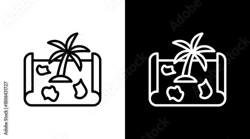 Island Map  White Icon Set Design