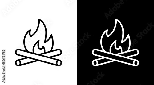 Campfire  White Icon Set Design