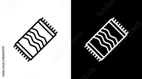 Beach Towel  White Icon Set Design