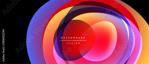 Abstract colorful layers create circular design. Vibrant gradients blend, forming dynamic visual effect. Text reads background design.