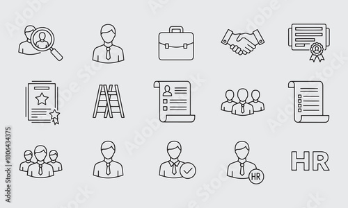 Business & Teamwork Icon Set, Editable Vector, Employees, Leadership and Office Symbols