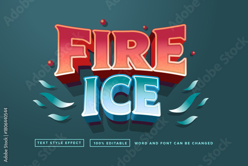 Fire and Ice 3D Text editable Style Effect Contrasting Red and Blue Typography