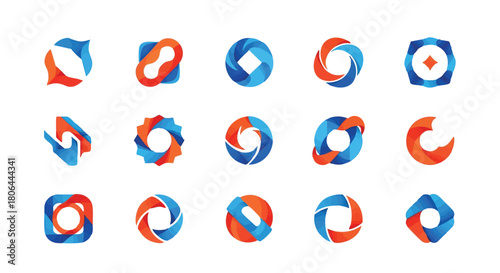 Collection of creative abstract logo designs with vibrant colors and shapes