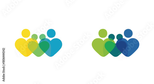 Abstract Colorful People Hearts Logo Design for Community and Love