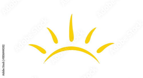 Simple yellow sun rising graphic illustration on a clean white background