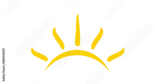 Simple yellow sun icon on white background summer sunburst concept