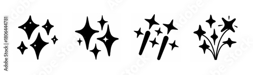 Shine sparkle vector icon set, light effect, magic twinkle, star symbol