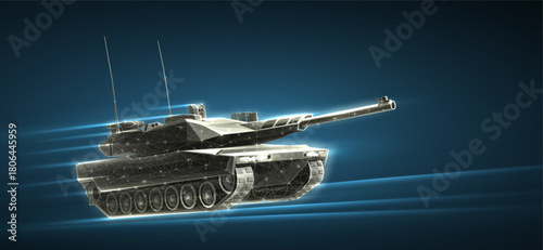 Tanks on the battlefield. Armored vehicle, Army battle,Tank attack, Artillery support, Combat vehicle,Military technology,Troops invasion, War weaponry concept.

