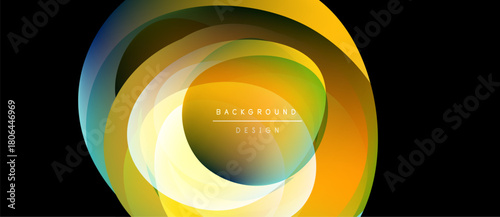 Abstract design features layered, colorful circles. Gradient hues blend, creating dynamic visual effect. Text reads background design.