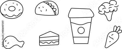 Cute hand-drawn doodle food set.