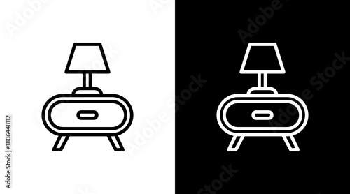 Nightstand Table  White Icon Set Design