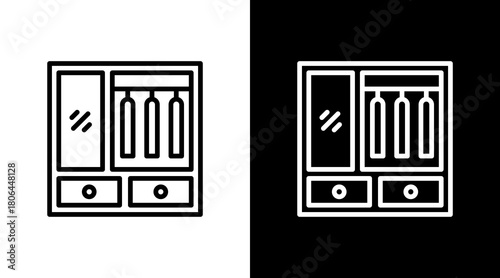 Wardrobe Closet  White Icon Set Design