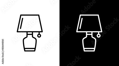 Table Lamp  White Icon Set Design