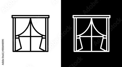 Window Curtain  White Icon Set Design