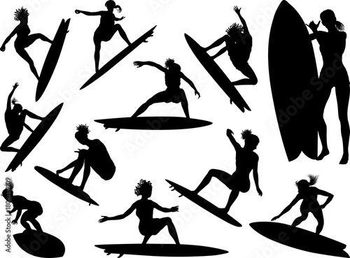 Surfer surfboard boarding f...