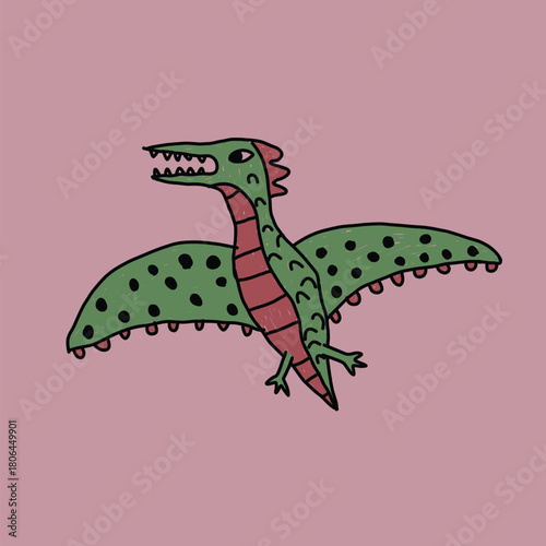 kids drawing dinosaur pterodactyl illustration