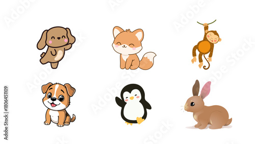 Set of some cute beautiful colorful animal illustration