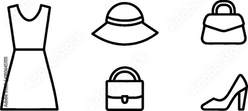 Minimalist line art fashion accessories set for design and decoration