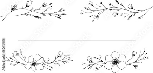 Minimalist floral borders with branches for elegant design and decoration