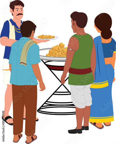 Indian Shopkeeper selling street food illustration animation ready