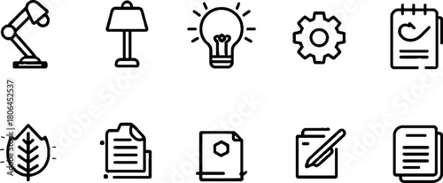 Minimalist line art icons set for product management and design projects