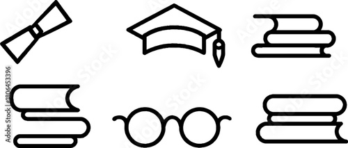 Minimalist line art collection of university symbols for educational design