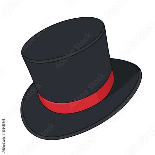 Black top hat isolated on white background, a vintage magician's classic cylinder accessory for elegance and style