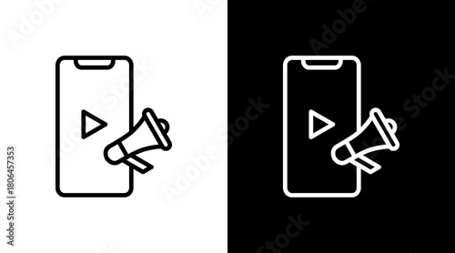 Social Media Ads  White Icon Set Design