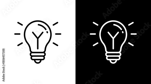 Idea Lightbulb  White Icon Set Design