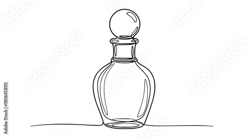 Elegant perfume bottle outline art, minimalist style for beauty product design or cosmetic branding projects