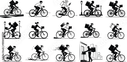 delivery, courier, bicycle, rider, service, transport, logistics, express, shipping, parcel, cycling, messenger, fast, urban, distribution