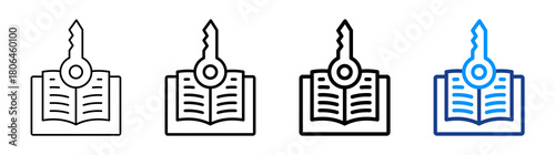 Key Learning Icon Different Style Outline Collection Set