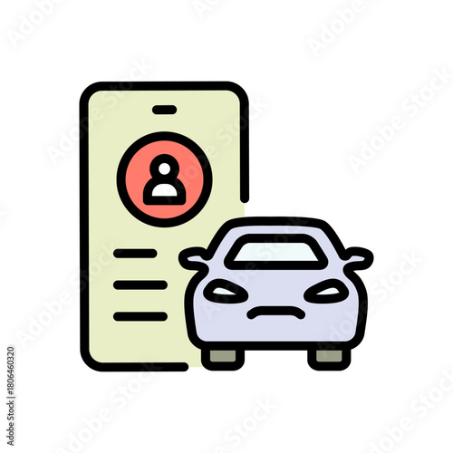Sharing app color icon. Car share service line symbol. Isolated symbol vector illustration.