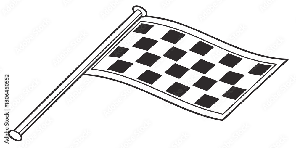Naklejka premium A simple black and white checkered racing flag waving in the breeze