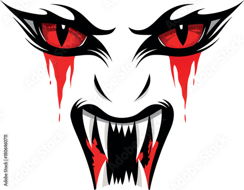 fashion woman face vector illustration with red lips and black hair