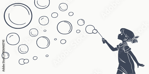 A little girl blowing bubbles a whimsical scene of childhood joy