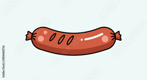 Single sausage on a light background, simplistic design