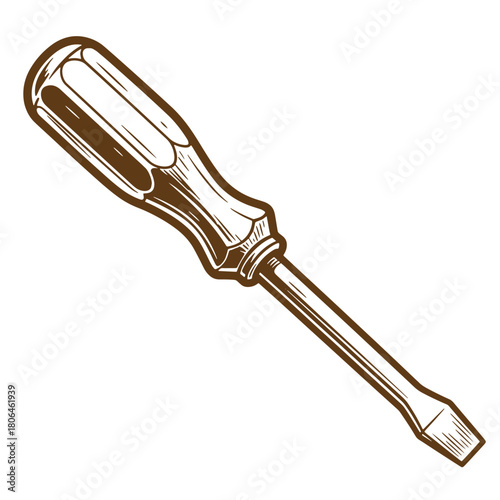 Detailed sketch of a flathead screwdriver a classic hand tool for repair and construction