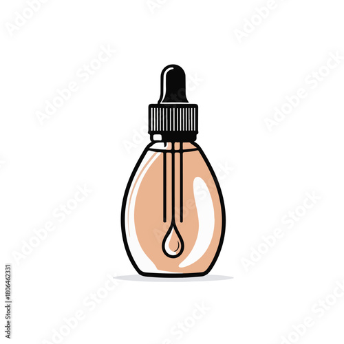 single object of a glossy hair serum drop bottle with soft rounded shape