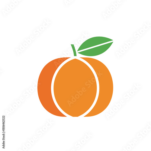 Mandarin orange illustration with leaf on white background for citrus fruit concepts