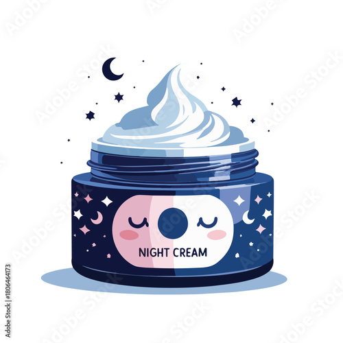 a night cream jar with a cute moon symbol