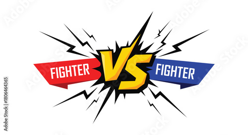 Vector illustration of fighter versus fighter with lightning bolts