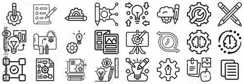 Collection of Icons Representing Ideas, Planning, and Development