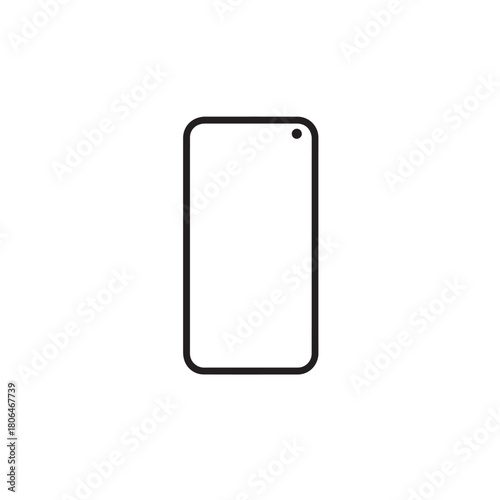 Punch Hole Camera Smartphone Outline Icon Minimal Mobile Vector