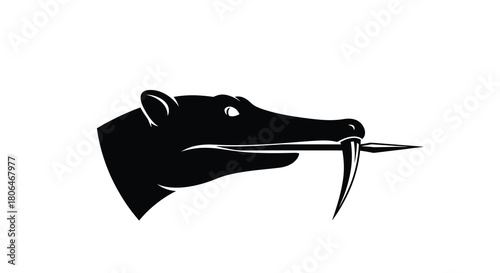 Marten or stoat or wolverine head holding sharp spike vector illustration