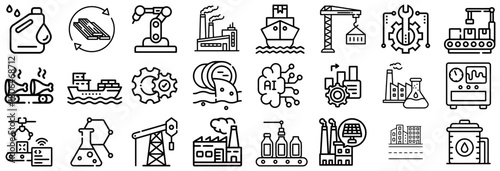 Industrial Icons Manufacturing, Technology, and Logistics Symbols