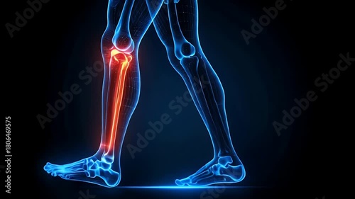 Walking Leg Anatomy Showing Bone Structure with Knee and Joint Pain