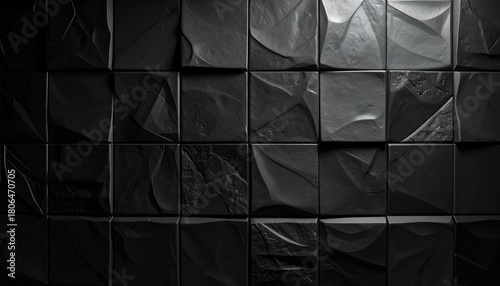 高級感あふれる黒大理石調のタイル壁面テクスチャ素材